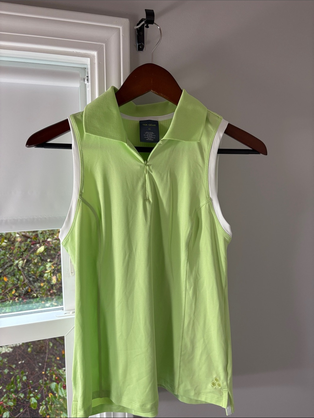 tek gear Women's Neon Lime Sleeveless Polo Tank with White Trim